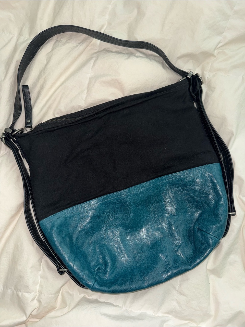 Rough & tumble city safari Black canvas and Tourmaline leather Shoulder Bag - Picture 2 of 4
